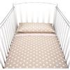 baby idea Babysanity Piumino Lettino Neonato Ricamato Completo Federa e Copripiumino e Lenzuolino con Angoli Sfoderabile Senza Paracolpi Lettino - Made in Italy- (Cuoricini Beige)