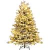 COSTWAY Albero di Natale Innevato 135/180/215 cm, Albero di Natale Pre-Illuminato con 200/350/450 Luci LED Bianche Calde, 688/1022/1328 Punte di Rami PE PVC, per Casa, Negozio e Ufficio (135 CM)