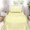 Ruggeri - Completo Letto - 100% Morbida Microfibra di Alta Qualità | 1 Federa 50x80cm + 1 Lenzuolo con Angoli 90x200cm + 1 Lenzuolo Sopra 160x290cm - Collezione Beat (Quadri Gialli, Singolo)