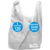 Generic GM - Kg.4 Buste Spesa Biodegradabili con Manico, Mis.30x60, Circa 225 Pezzi a Scatola, Shopper Bianche Compostabili Per Alimenti, Sacchetti Extra Resisenti (Misura MAXI)