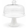 LEONARDO LUXURY HOME DESIGN Alzata Torta Porcellana Bianca Ø 31 cm con Cupola Vetro Trasparente Piatto Porta Dolci con Campana Ideale Torte Crostate Biscotti Dessert (Classica)