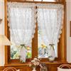 Devola Tenda da cucina in stile rustico, corta, in pizzo, con ricamo, stile vintage, mezza tenda per finestra, 30 x 130 cm, colore bianco, 1 pezzo