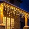 Aigostar 2 Pezzi Luci Natale Cascata 3M+5M*0.6M, 100 LED Catena Luminosa Impermeabile IP44, Luce Calda, 8 Modalità per Feste, Casa, Natale, Finestra, Matrimonio