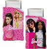 CARTOON Trapuntino doubleface Barbie bambini 170 x 250 cm copriletto leggero in 100% poliestere 100 GSM morbido e colorato per cameretta