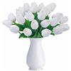 HAOSHICS, Tulipani artificiali, tulipani olandesi finti, realistici al tatto, fiori per bouquet, in lattice, decorazione per matrimoni, casa, hotel, feste, giardino, multicolori, 10 pezzi (bianco)