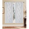 GBiancheria Tende Moderne a Pannello Semitrasparenti Madrid - Coppia Tende per Finestra e Portafinestra, Tessuto Jacquard Fil Coupé 100% Poliestere, con Passanti - Vari Colori e Misure (Bianco, 45x150 cm)