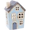 Home of Christmas Lichthaus | Tealight Cottage | Candeliere | Portacandele | Ceramica (blu/azzurro 16 x 11 x 9 cm)