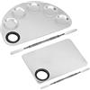 MEIYIDAY 2 Set Tavolozza Trucco in Acciaio Inox Professionale Tavolozza di Miscelazione del Trucco con Spatola Rettangolo Semicerchio Tavolozza Trucco Palette per Rossetto Smalto Correttore Pigmento