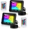 Tubiaz 2 Pezzi 20W Faretto LED RGB Esterno, Proiettore RGB 16 Colori 4 Modalità con Telecomando, Dimmerabile, Modalità di memoria, IP66 Impermeabile per Feste Cortile (Senza Spina)