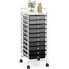 COSTWAY Carrello con 10 Cassetti da Stoccaggio, Cassettiera di Metallo e Plastica, Contenitore Multiuso con Ruote a Freno, per Casa e Ufficio (Nero sfumato)