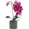 Generico Orchidea Artificiale a Otto Teste Orchidee Bianche in Vaso Fiore di Orchidea Finto con Vaso di Fiori Decorazione per Bagno e Camera da Letto Fiore (viola)