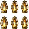 Generisch 6 mini lanterne a LED, retrò, piccole lanterne per Halloween, decorazione da tavolo, Natale, mini lanterna a LED, decorazione per feste (oro)