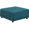 qiden Quadrato Copri Poggiapiedi Jacquard Peluche Più Spessa Fodera per Pouf Elasticizzato Anti-Slip copriscarpe ottomano con fondo elastico, Lavabile in lavatrice-Blu profondo-XL