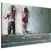 Cuadros B&D XXL - Quadro 90x60 cm 1 Pezzo - Stampa su Tela Canvas con Struttura - Quadri Moderni Camera da Letto - Murale Arte Decorazioni da Parete Immagini - Poster Bambino Banksy i-B-0024-b-c