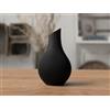 Generico Vaso Japandi "Kanso" Stampato in 3D in PLA - Vaso Decorativo a Coste Design Scandinavo-Giapponese per Pampas e Fiori Secchi - 180/210 mm, Vari Colori (NERO, 210 MM)