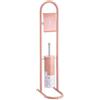 PraTiKo Life Piantana da Bagno, Set Accessori da Bagno, Piantana Portarotolo e Porta scopino, Colonna da Bagno, Metallo Verniciato e Decorato, H 80 cm Design Moderno (Rosa)