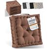 Beautissu Set di 4 cuscini da pavimento materasso 100% cotone con maniglia | 40x40cm spesso 8cm marrone per sedia da interno e da esterno Cuscino seduta cuscinone trapuntato Mila