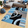 TAPISO Maya Tappeto Soggiorno Pelo Corto Design Moderno Motivo Astratto Geometrico Semicerchi tonalità Blu Camera da Letto Cameretta Ufficio Salotto Oeko-Tex 200 x 250 cm