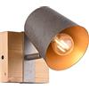 meineWunschleuchte Faretto da parete a 1 luce con legno naturale e faretto orientabile in argento anticato
