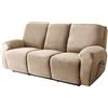 WJHDWYD Copripoltrona Relax Elasticizzato per 1 2 3 Posti, Morbido Velluto Fodera per Poltrona Reclinabile Copridivano Sofa Protettore Fodera per Divano Antiscivolo(Cammello,3pcs)