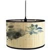 FANSU Paralume E27 Vintage Paralume in Bambù Modello Lampadario Copertura Lampada Accessori Luce Sostituibile Lampada Tavolo Lampada Comodino Paralume a Tamburo (30x20cm,pittura a inchiostro 9)