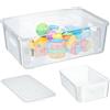 KADAX Scatola di stoccaggio rettangolare con coperchio, contenitore di stoccaggio, contenitore impilabile, scatola di plastica, scatola di stoccaggio salvaspazio (11 L, trasparente)