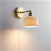 Generico Lampada da Parete in Ceramica Lampadari Vintage con Interruttore a Catena Applique in Ottone Dorato Illuminazione in Bianca for Camera Letto Soggiorno Studio Corridoio(D)