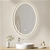 EMKE Specchio LED Bagno 60 x 80 cm, specchio ovale con 3 colori di luce regolabili, antiappannamento, funzione memoria, tocco IP44. Specchio Bagno con Illuminazione Orizzontale/Verticale