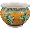 Sicilia Bedda - VASO IN CERAMICA DI CALTAGIRONE - Realizzato e Dipinto a Mano - Altezza 20 CM Diametro 26 CM (Verde e Arancio)