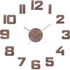 PRIM Veneer Orologio - grande orologio da parete 3D fai da te in legno di quercia, numeri in legno 3D, senza ticchettio, legno scuro, DIY 60-100 cm, bruno scuro