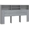 vidaXL Testiera con Scomparti Grigio Sonoma 180x19x103,5 cm