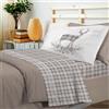 PENSIERI DELICATI Completo Letto Singolo, Flanella 100% Cotone Caldo e Morbido, Completo Lenzuola 1 Piazza 90 x 200 cm, Include Lenzuolo Sotto, Sopra e 1 Federa, Made in Italy, Tartan Cervo Beige