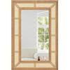 COSTWAY Specchio Rattan 90x60 cm, Decorativo Rettangolare con Cornice Legno, per Bagno/Soggiorno/Ingresso - Verticale/Orizzontale