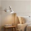 Alpinaluz Applique da parete bianco con braccio articolato e schermo conico con dettaglio dorato - Attacco E27 - Luce direzionabile per lettura camera da letto, testiera o cucina - stile nordico