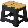 Vigar Compatto Sgabello Pieghevole per Adulti, 27 cm, Sgabello Pieghevole Portatile Antiscivolo per Casa, Cucina, Bagno, Campeggio, Doccia, Supporta fino a 150 kg, Nero, Bamboo Print on Top