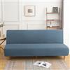 Surwin Copridivano Senza Braccioli 2/3 Posti Tinta Unita Elasticizzato Antimacchia Fodera per Divano Letto Antiscivolo Lavabile Clic Clac Pieghevole Letto Copridivano (Foschia Blu,190-210cm)