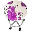 Lukery Copri Sgabello Rotondo Elastico Lavabile Sedia Copre Fodera Coprisgabello Facile da Pulire Protettiva Copre per 30-45cm Sgabello da Bar, Ufficio Festa in Hotel Sedia (Fiore Viola,6pcs)
