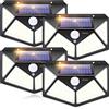 B IOTSES Luce solare da esterno IOTSES 2 unità 100LED 2200mAh 3 modalità con sensore di movimento 270º da quattro lati IP65 Faretto impermeabile per giardino, garage, strada, patio, terrazza ecc. (4 unità)