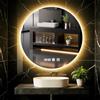 wowspeed Specchio da bagno rotondo con illuminazione, diametro 60 cm, specchio da bagno rotondo illuminato con orologio, LED, dimmerabile, 3 colori di luce, antiappannamento, memoria di luce