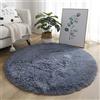 Hiseng Rotonda Shaggy Tappeto per Soggiorno, Hiser Moderno Soffice Peloso Ultra Molle Antiscivolo Tappeti Moquette per Interni Divano Camera da Letto Bambino Cameretta (Grigio,160x160cm)