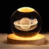 Generic Luce Notturna a Sfera di Cristallo 3D, Base in Legno Sfera di Vetro Luce Notturna, Display LED Spaziale Novità, Decorazione per Camera da Letto e Scrivania (Saturno)