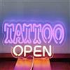 HFHungkeong Insegna al neon con tatuaggio viola, luce al neon a LED bianca calda aperta con interruttore dimmerabile, cartello in acrilico per negozio di tatuaggi, per saloni di tatuaggi, studi,35 x 19,8CM