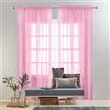 GAIFNAG Tende Trasparenti in Voile 50 x 130 cm Lino Naturale, Sole Antimosche Lavabile Regolabile Tende con Anelli Tende Camera da Letto per Camera da Letto Salotto, Rosa