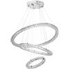 UISEBRT 96W Lampada a Sospensione Moderna Cristallo - Lampadario Creativo Regolabile in Altezza Lampada da Soffitto Tre anelli Cucina Salotto Camera da letto, Bianco Freddo