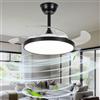 Caufloce Lampadario Con Ventilatore Da Soffitto Invisibile, Pale Retrattile Lampadario Con Ventola Dimmerabile Moderno, Plafoniera Ventilatore Reversibile Salotto Camera Per Bambini-black||95cm