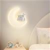 qudkdhs Applique da parete a forma di luna, per cameretta dei bambini, con cavo, a forma di coniglio e orso, a forma di animale, luce notturna per cameretta dei bambini, lampada da parete moderna nordica per