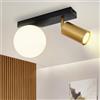 ZMH Plafoniera Vintage 2-Flame Faretto da soffitto Metallo nero con faretti da soffitto GU10 dorati Lampada da corridoio girevole Sfera di vetro per corridoio Cucina Soggiorno Camera da letto
