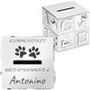 Maverton Salvadanaio placcato argento con incisione personalizzata | Salvadanaio cubico con animaletti per maschio e femmina, pensiero compleanno per bambini, dimensioni 8x8x8cm, Zampette
