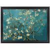 ConKrea - Quadro su Tela Canvas INTELAIATO - con Cornice - Ramo di MANDORLO Fiorito per Van Gogh - 50x70cm - Stile Contemporaneo Nero - (cod.296)