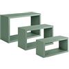 SANITEC MODULARREDO Sanitec Trittico Kit 3 Mensole da Parete, Legno, Verde Acqua Marina, 15.5 x 45 x 27 cm